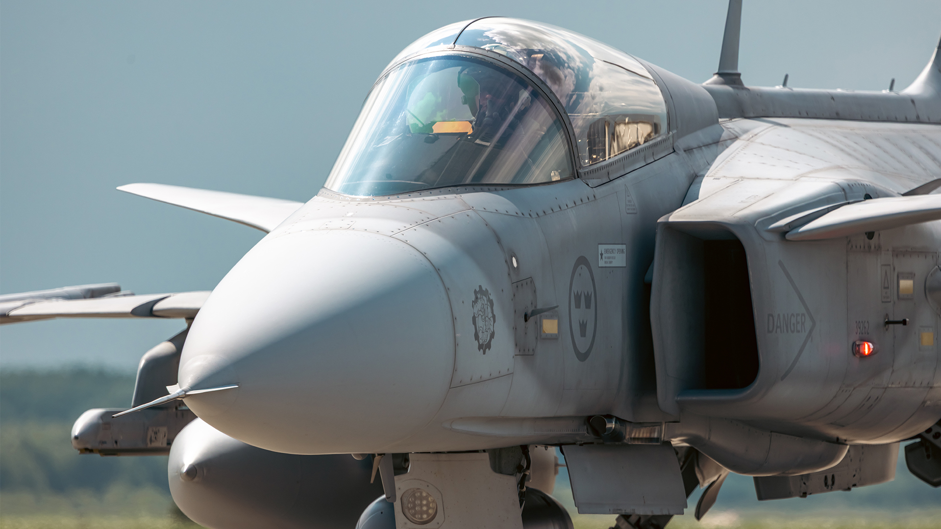 This Gripen, along with the other jets, was flying out of 22 Tactical Air Base in Malbork